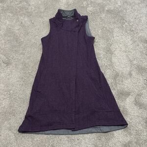 Toad & Co Wildling Long Vest Asymmetrical Snap Closure Size M Wool Blend Purple